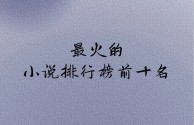 最火的小说排名,十大最火小说