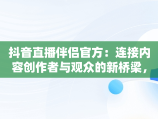 抖音直播伴侣官方：连接内容创作者与观众的新桥梁，抖音直播伴侣官方电脑配置 