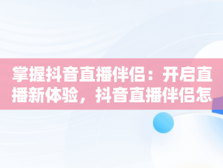 掌握抖音直播伴侣：开启直播新体验，抖音直播伴侣怎么使用obs 