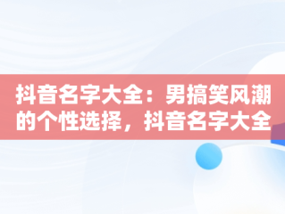抖音名字大全：男搞笑风潮的个性选择，抖音名字大全男搞笑两个字 