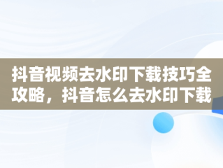 抖音视频去水印下载技巧全攻略，抖音怎么去水印下载视频教程 