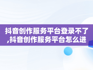 抖音创作服务平台登录不了,抖音创作服务平台怎么进不去