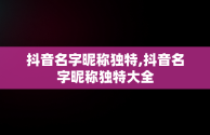 抖音名字昵称独特,抖音名字昵称独特大全