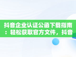 抖音企业认证公函下载指南：轻松获取官方文件，抖音认证公函在哪里填写 