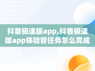 抖音极速版app,抖音极速版app体验官任务怎么完成