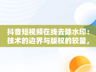 抖音短视频在线去除水印：技术的边界与版权的较量，抖音 在线 去水印 