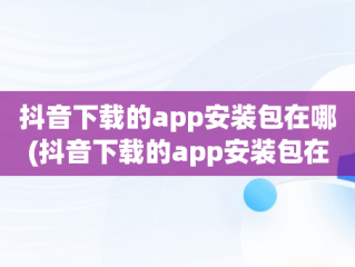 抖音下载的app安装包在哪(抖音下载的app安装包在哪个位置)