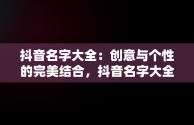 抖音名字大全：创意与个性的完美结合，抖音名字大全女 