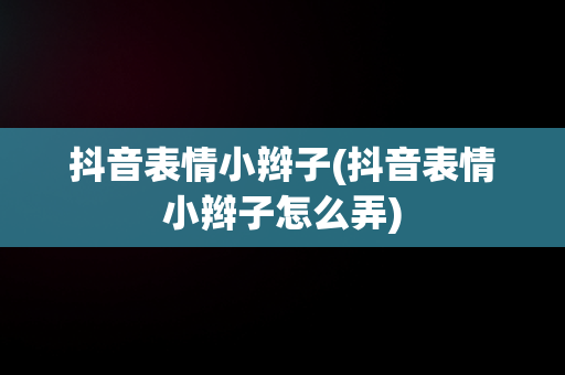 抖音表情小辫子(抖音表情小辫子怎么弄)